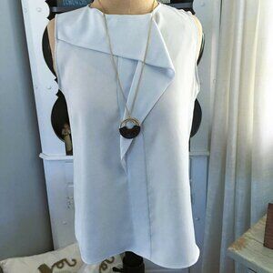 Zara Basic Blouse Top Size M Pale Blue Sleeveless Ruffle